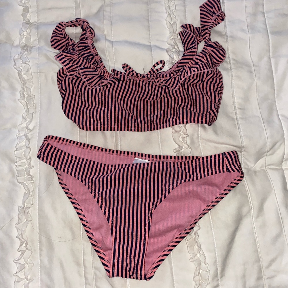 Target hot pink and navy bikini - medium top small bottoms.